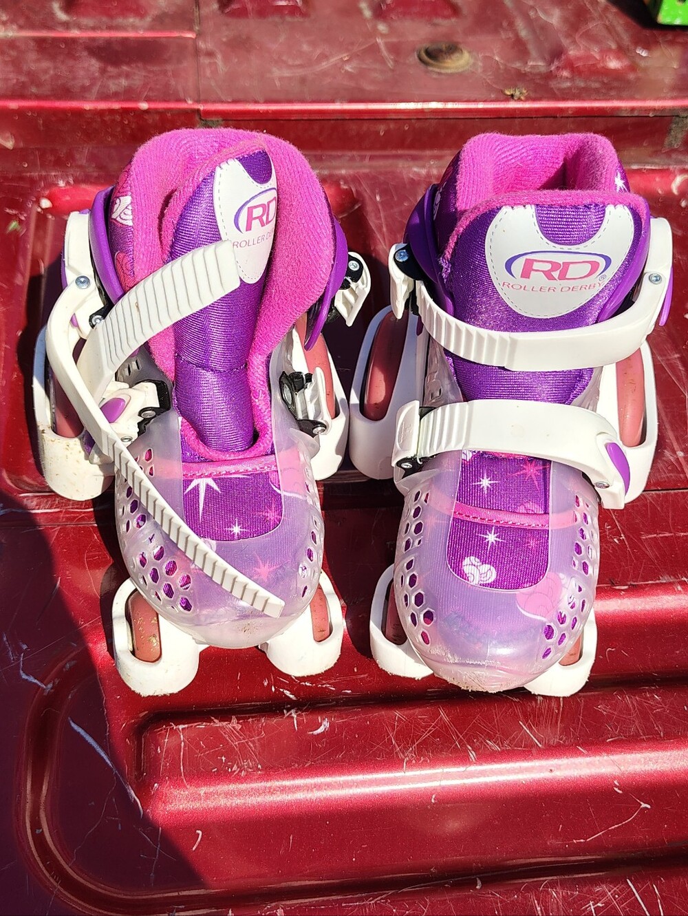 Kids Purple and Pink Adjustable Roller Shoes